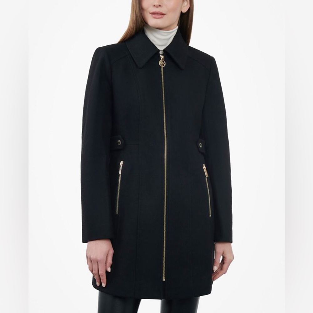 NWT MICHAEL MICHAEL KORS Wool Blend Zip-Front Coat